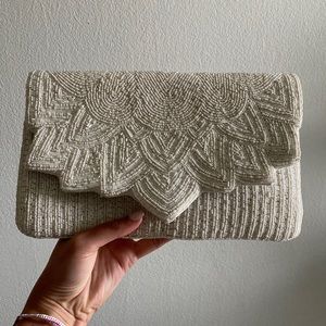 White beaded clutch